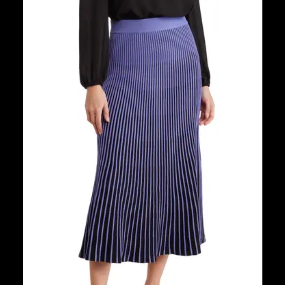 Purple Midi Pleated A-Line Skirt Size M Nanette Lepore